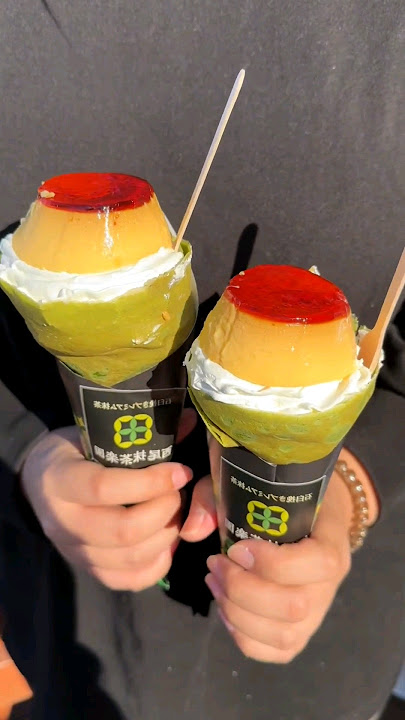 Matcha crepe with Pudding #matcha #pudding #crepe #caramel