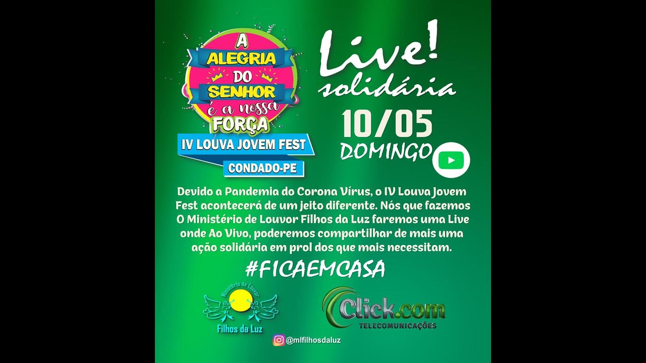 LIVE FILHOS DA LUZ DIA 10/05/2020