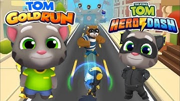 Talking Tom Hero Dash Gameplay Part 1- vs Talking Tom Gold Run unlock Noir Tom vs Talking Tom King 