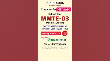 MMTE 03 Solved Assignment PDF 2025-26 in English, MSCMASC program MMTE-03 Solved assignments