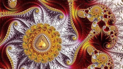 Mandelbrot landscape fractal zoom #14  Abiding Love (with kaleidoscope reverse!)