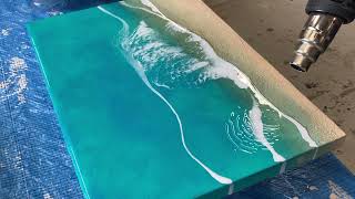 沖縄の海を閉じ込めた、沖縄ブルーの波紋レジンアートパネル｜モダン