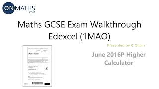 2016 Edexcel Maths GCSE Predicted Paper for Higher Paper 2 Calculator Exam 1MAO/2H
