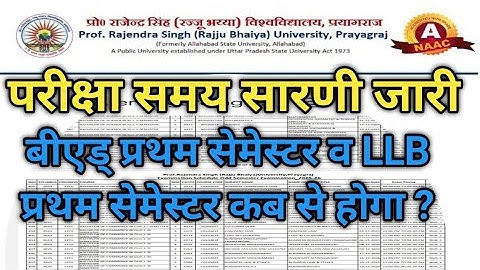 Rajju Bhaiya University Exam Date-B.Ed.&LLB 1st semester2025 ka Exam kb hoga -Latest News Today 