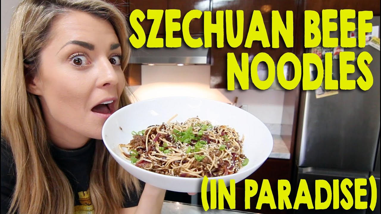 MAKING SZECHUAN BEEF NOODLES (in Paradise!) // Grace Helbig