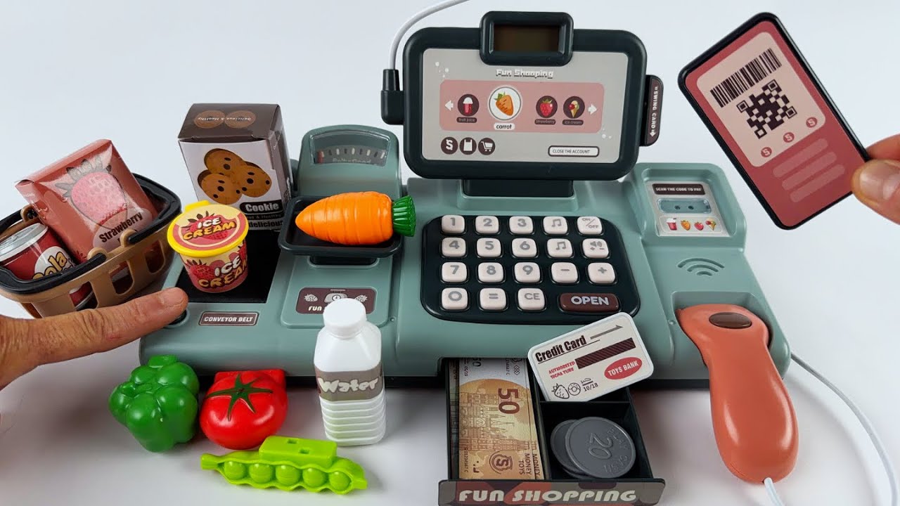 [toy asmr] Fun Shopping Cash Register Playset 🛒 ASMR Satisfying ...