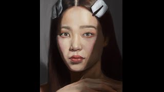 Asian Girl, Digital painting Process [time-lapse video]