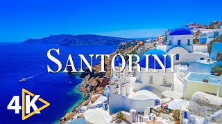 FLYING OVER SANTORINI (4K UHD)  Calming Music Along With Beautiful Nature Video