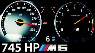 BMW M5 F10 Acceleration 745 HP 0-300 Onboard V8 Sound Exhaust Aulitzky Tuning