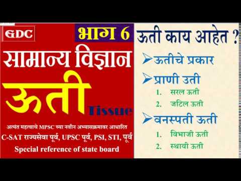 Sci & Tech Part 6 - Tissue || Imp for MPSC/UPSC, PSI, STI, ASO Tax Assistant.