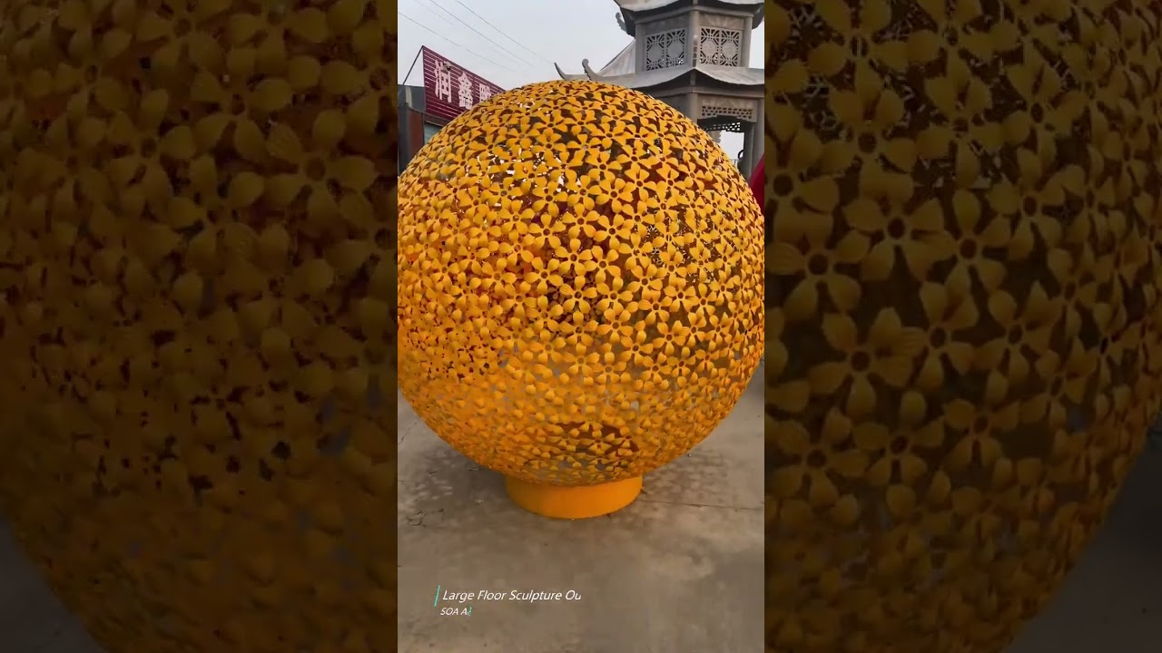 Customized Large Sphere Shape Metal Floor Sculpture for Lobby