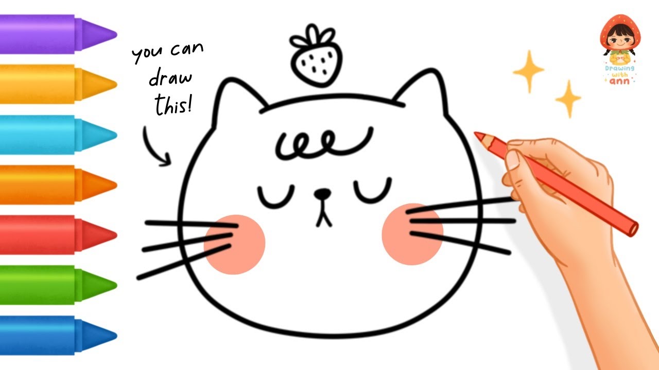 How To Draw A Cute Cat Face Step By Step Easy Drawing For Kids And Maxresdefault