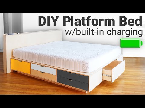 DIY Platform Bed with Lots of Storage and Built-in-Charging