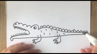 Kolay timsah çizimi🐊🐊🐊How to draw crocodile