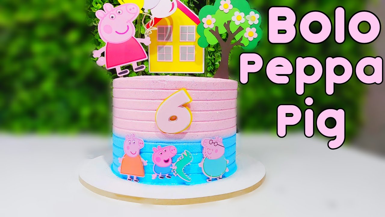 Bolo em chantininho com drip  Bolo de aniversário da peppa pig