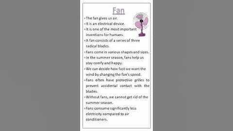 Essay on Fan #essay #easytolearnandwrite #shorts #youtubeshorts #fan #viral #fans #electricfanrepair