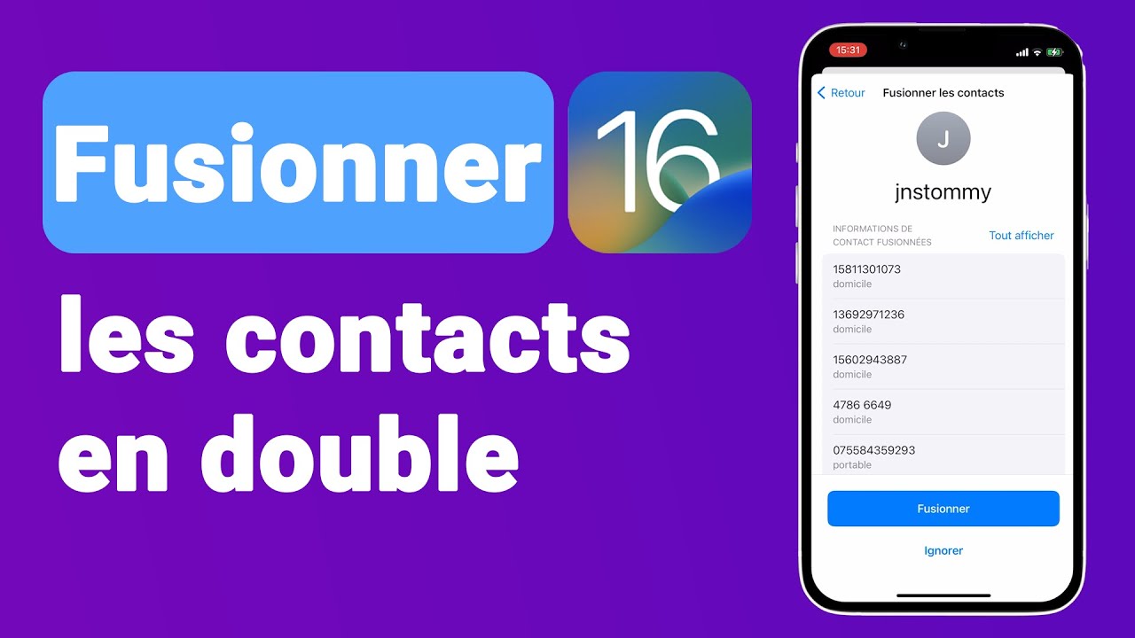 Nouveaut iOS 16  Comment fusionner les contacts en double sur iPhone 