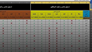 عمل جدول حضور وغياب علي الاكسيل