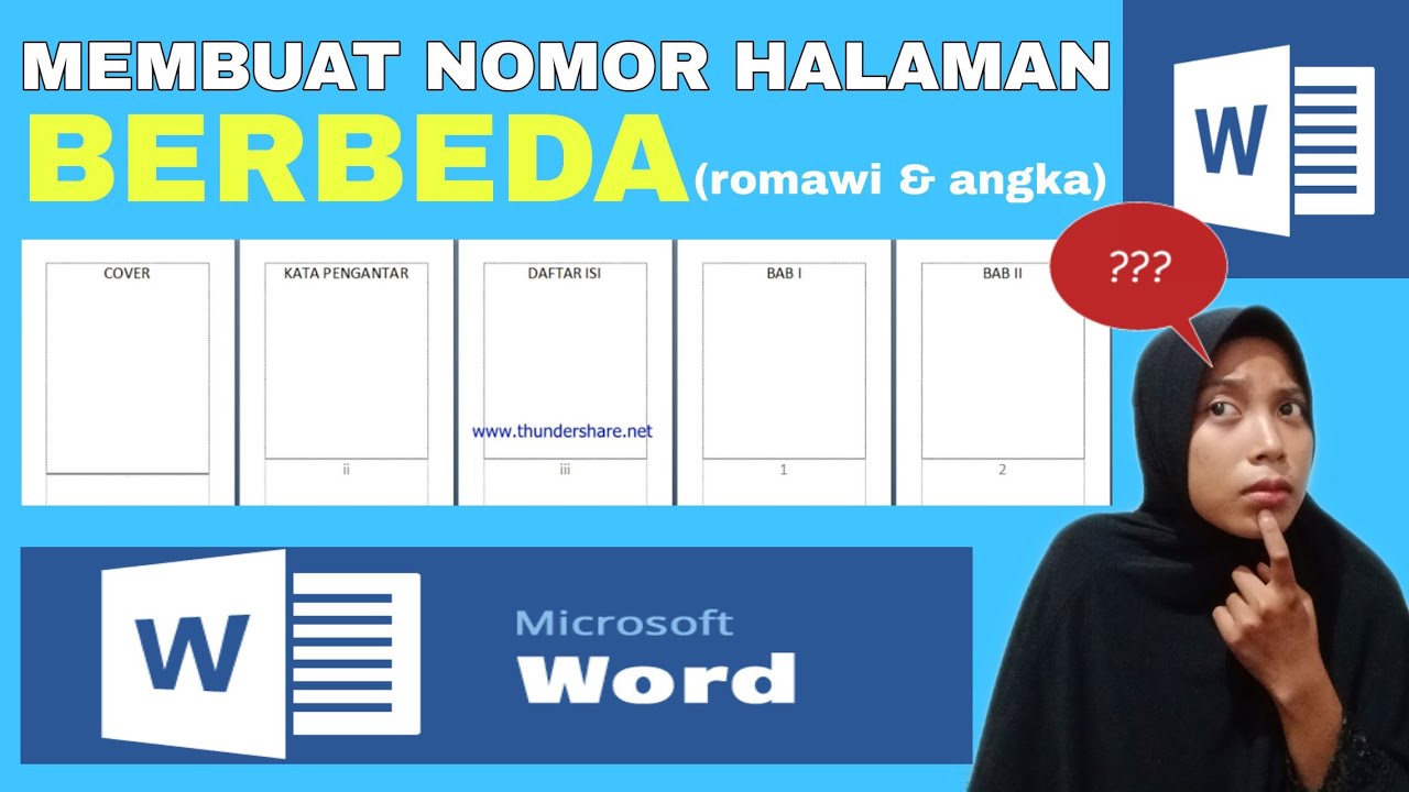 Cara membuat no halaman berbeda (romawi & angka) Ms. Word 