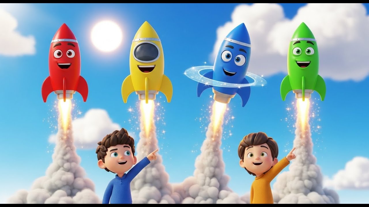 Vier kleine Raketen | Weltraum-Kinderlied & Zählen lernen