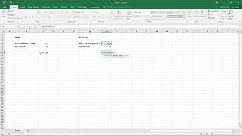 Excel - Calculating Effective and Nominal Interest Rates using EFFECT and NOMINAL