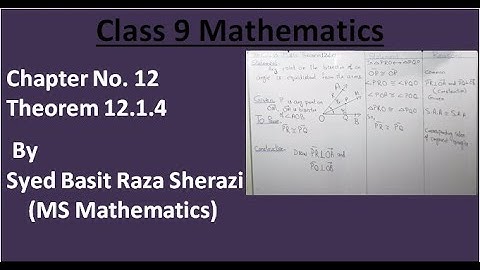 Class 9  Math || Chapter 12 || theorem 12.1.4 || Angle Bisector