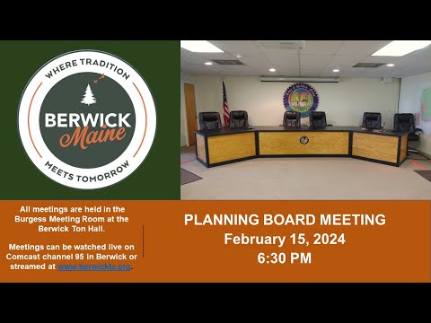 Planning Board Meeting 4/18/2024