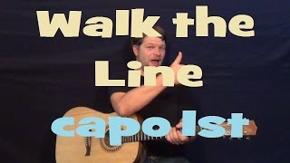 I Walk the Line (Johnny Cash) Easy Strum Guitar Lesson Chord Licks How to Play Tutorial