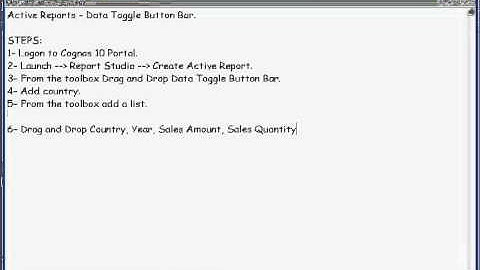 Cognos 10 Training - Active Reports - Data Toggle Button Bar  - Part 22 of 30
