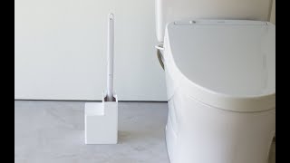 流せるトイレブラシのハンドルと替えブラシをセットで収納