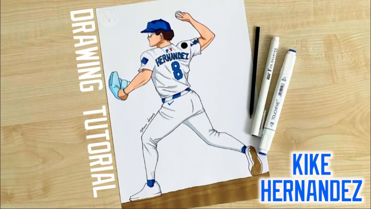 How to draw a baseball player pitching / Kike Hernandez / Enrique Hernandez / Los Angeles Dodgers
