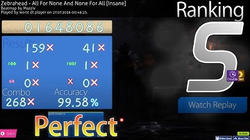 [osu!] Zebrahead - All For None And None For All [Insane] HDDT FC #1