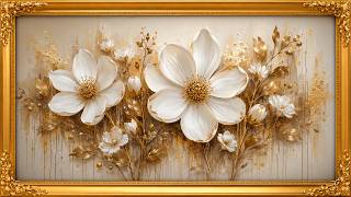 Golden White Blossoms ✨ | Luxury Floral Frame TV Art | Elegant 4K Gallery Display | 2 Hours screenshot 3