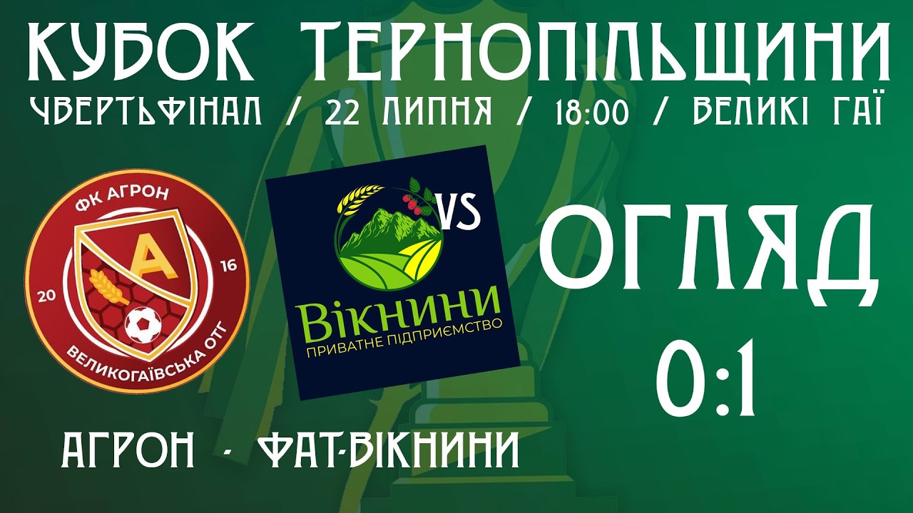ОГЛЯД / "Агрон" - "Вікнини" / Кубок Тернопільщини з футболу / Наживо