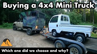 Buying a mini 4x4 JDM Kei truck. Test driving the Suzuki , Honda , Subaru and Mitsubishi.