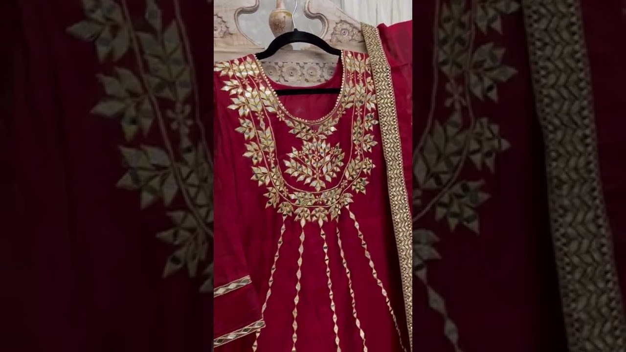 Red mirror work dress