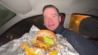 Eating Five Guys BACON CHEESEBURGER With ALL The Toppings In The Car!! 🍔 (messy)