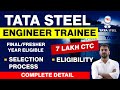 Tata steel recruitment 2023  engineer trainee vacancy  7lakh salary  eligibility  selection