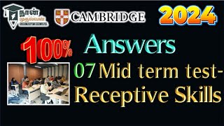 07 Mid term Test-Receptive Skills|💯📝👍Answers|Cambridge|#naanmudhalvan #2024 |Answers dotcom screenshot 2