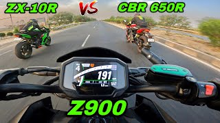 ZX-10R vs Z900 vs CBR 650R | HighWay Battle | Drag Races 💥