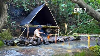 Membangun Shelter dan memanggang ayam utuh secara otomatis menggunakan kincir air | Paman Bara