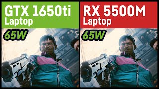 GTX 1650 ti 65W vs RX 5500m 65W // Laptop