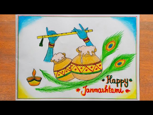 Shree Krishna Janmashtami Drawing in 2023 : Colorful & Pencil Shree Krishna Janmashtami  Drawing | Krishna janmashtami, Drawings, Krishna