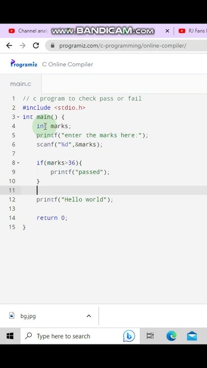 c program to check pass or fail using if else| #coding #code #c program ...