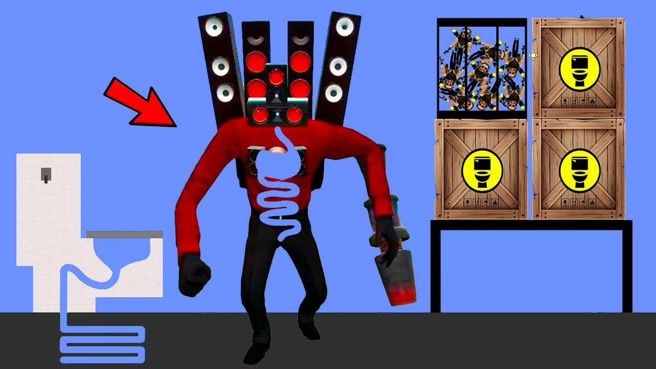 😨 TITAN SPEAKERMAN 1.0 eats Skibidi toilets | Algodoo