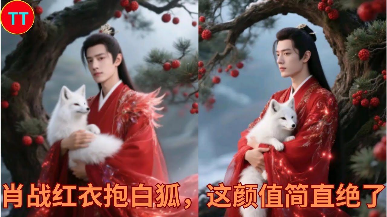 肖战红衣抱白狐,这颜值简直绝了! - YouTube