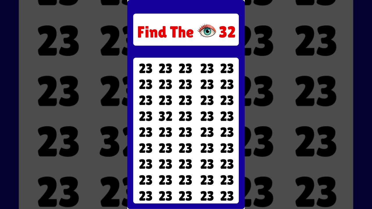 Try to find the different number 32 with in 6 second's - YouTube
