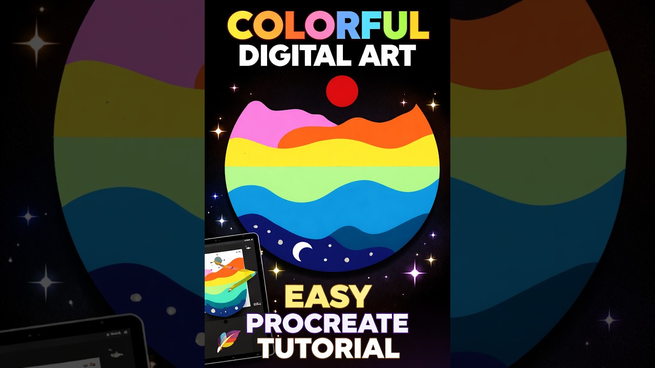 Easy Colorful Landscape Digital Art in Procreate | iPad Drawing ...