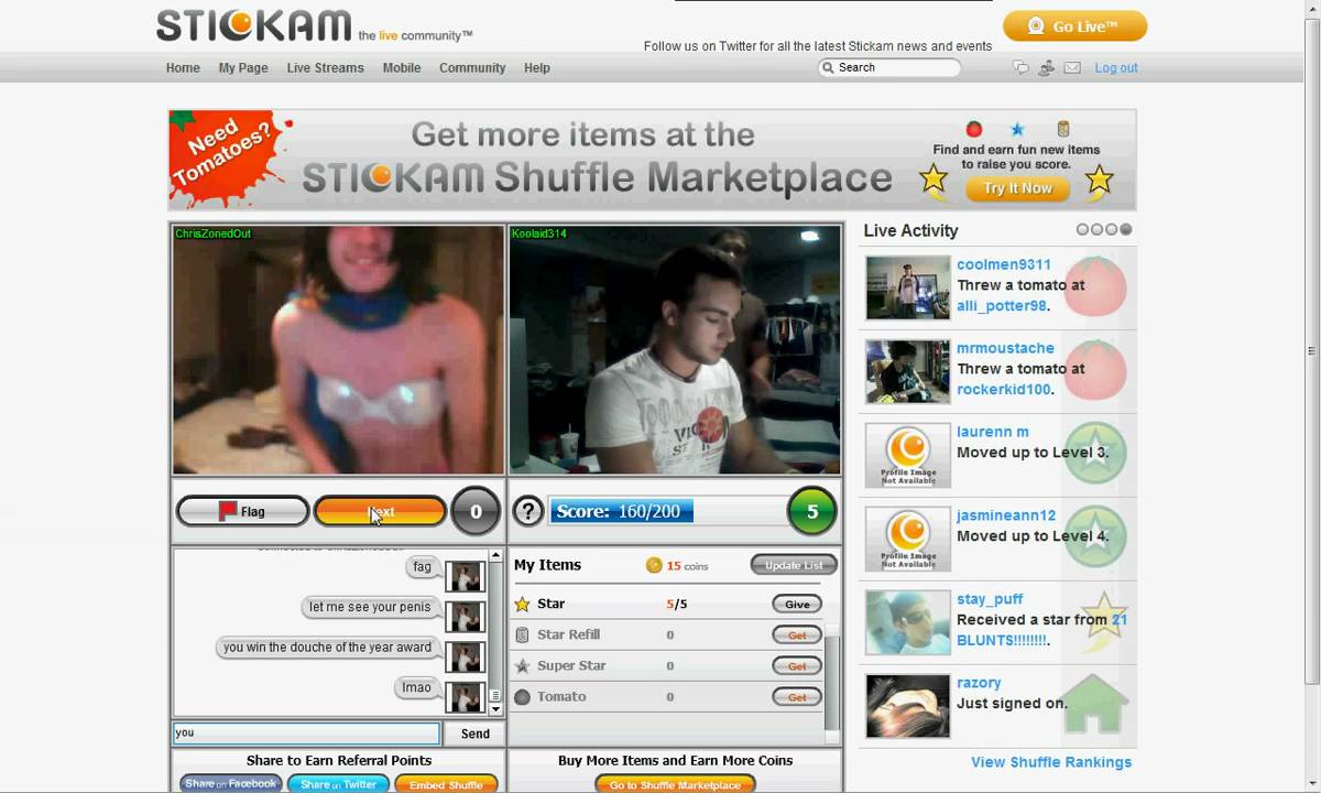 Stickam "Hottie" .