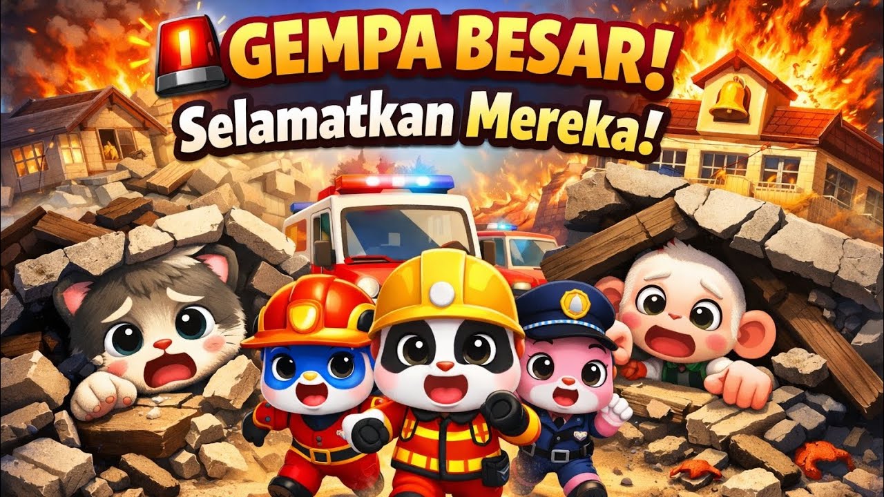 🚨 GEMPA BESAR! Tim Penyelamat BabyBus Selamatkan Wiskers & Hoho dari Reruntuhan! 🔥🏫
